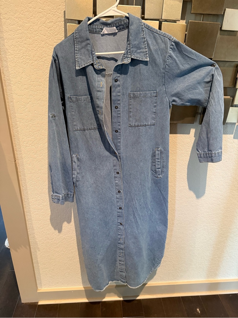 First Love Light Blue Denim Long Sleeve Shirt Dress